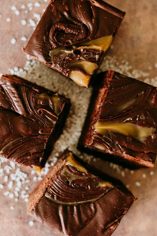 Dark chocolate sea salt caramel fudge